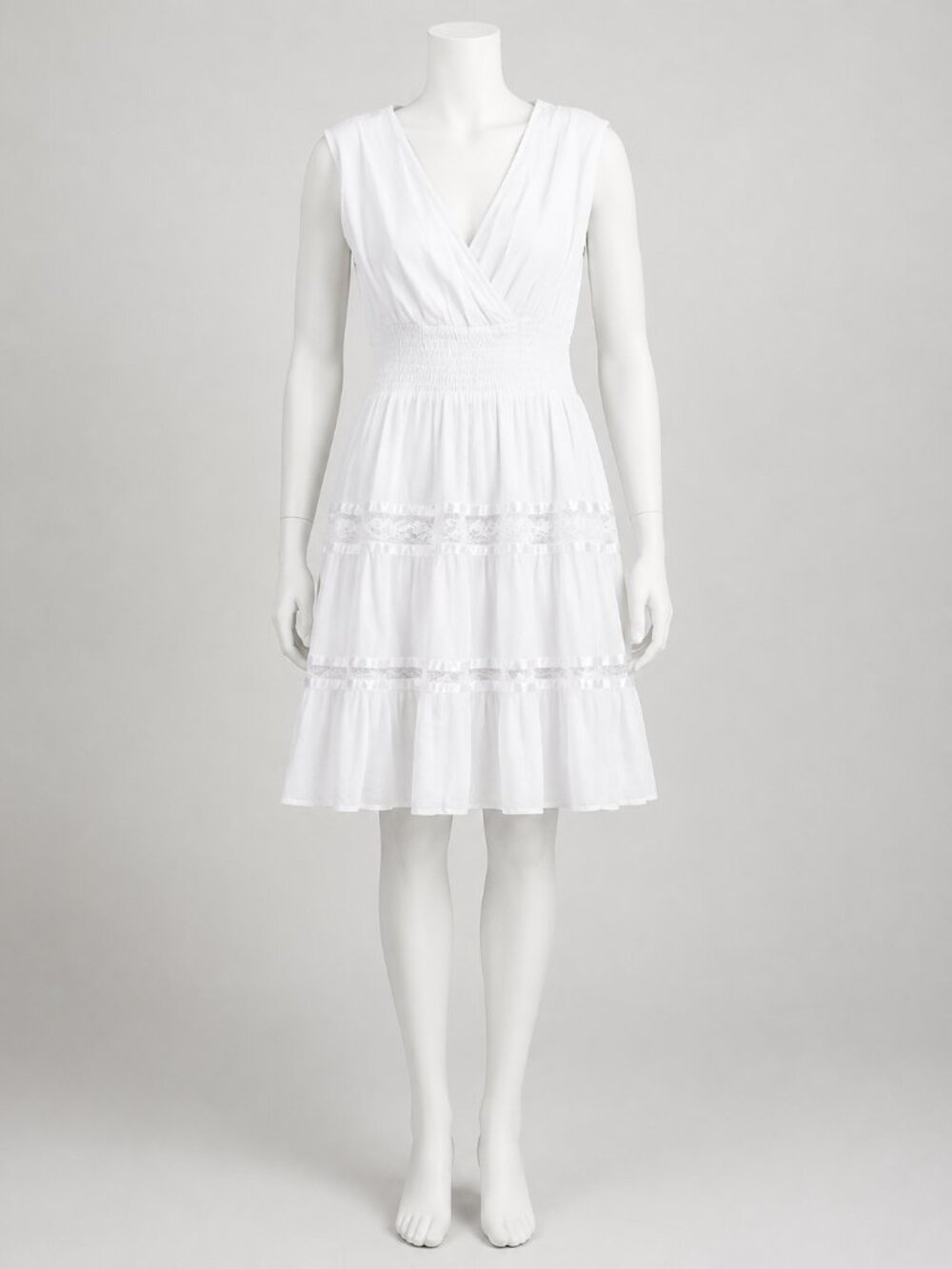 S.B. Fashion White Cotton Lace Dress Size L